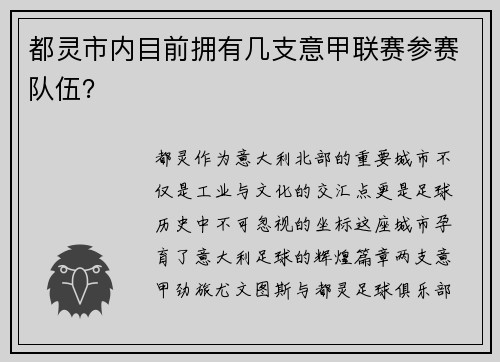 都灵市内目前拥有几支意甲联赛参赛队伍？