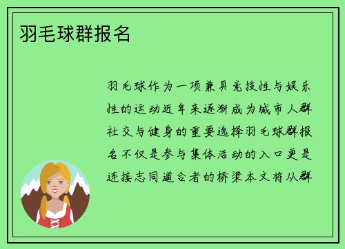 羽毛球群报名